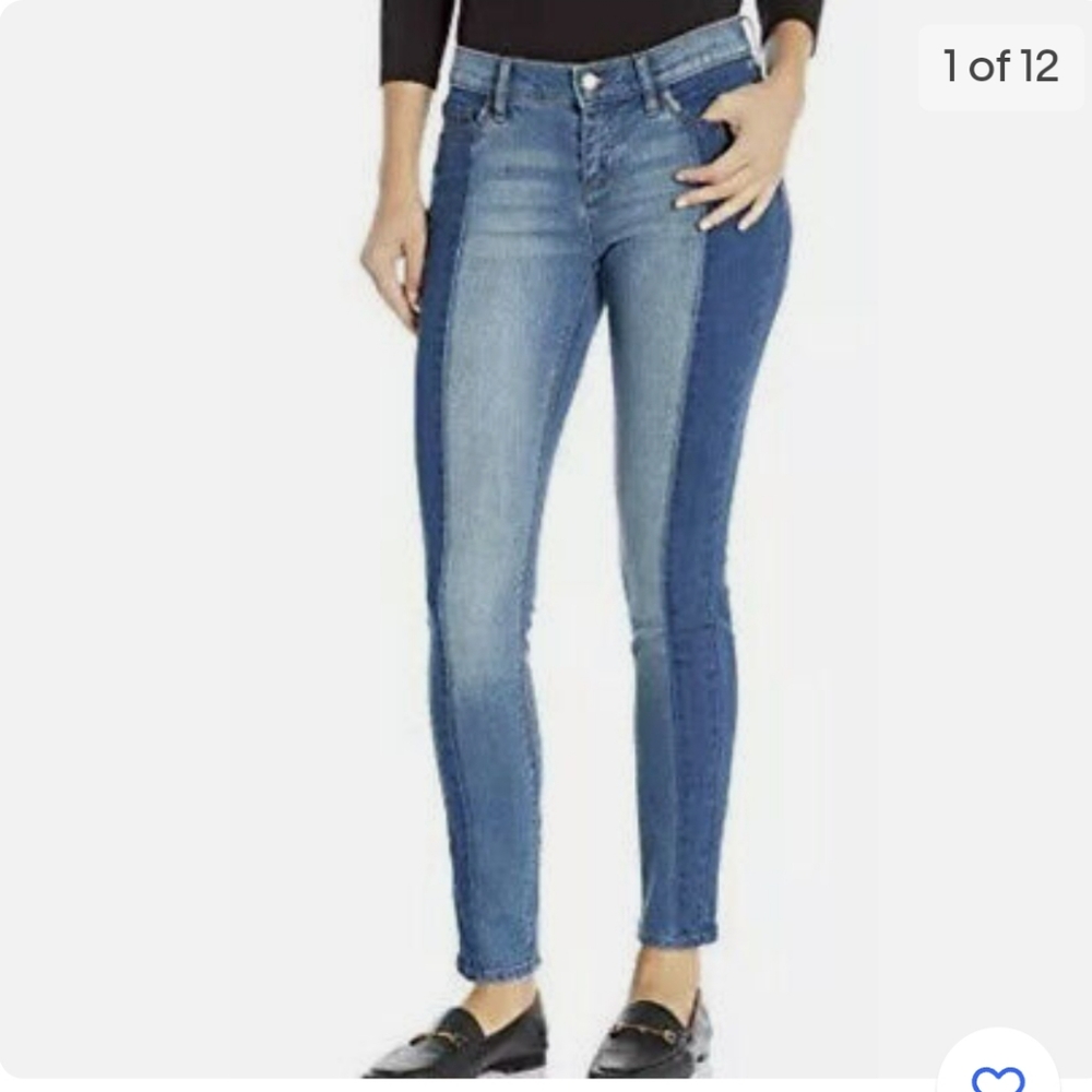 Karl Lagerfeld Two Tone Color-block Denim The Karl Skinny Jeans